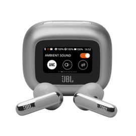 JBL Live Flex 3 - Silver - True wireless noise-cancelling open-stick earbuds - Hero